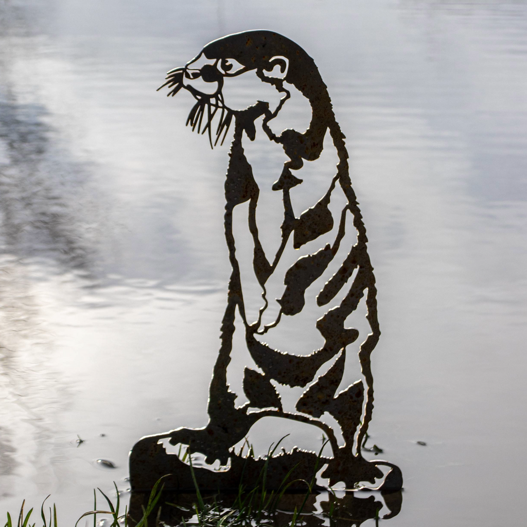 River Otter - Rusted Steel Garden Art.
