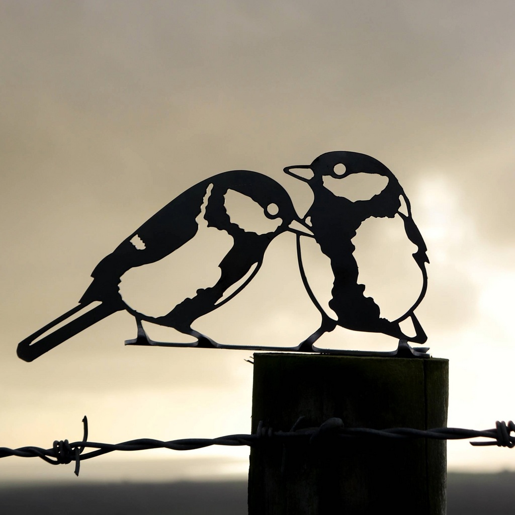 Great Tit Double - Steel Garden Art