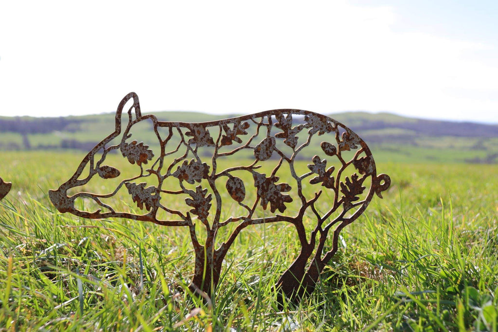 Pannage Piglet - Steel Garden Art Sculpture