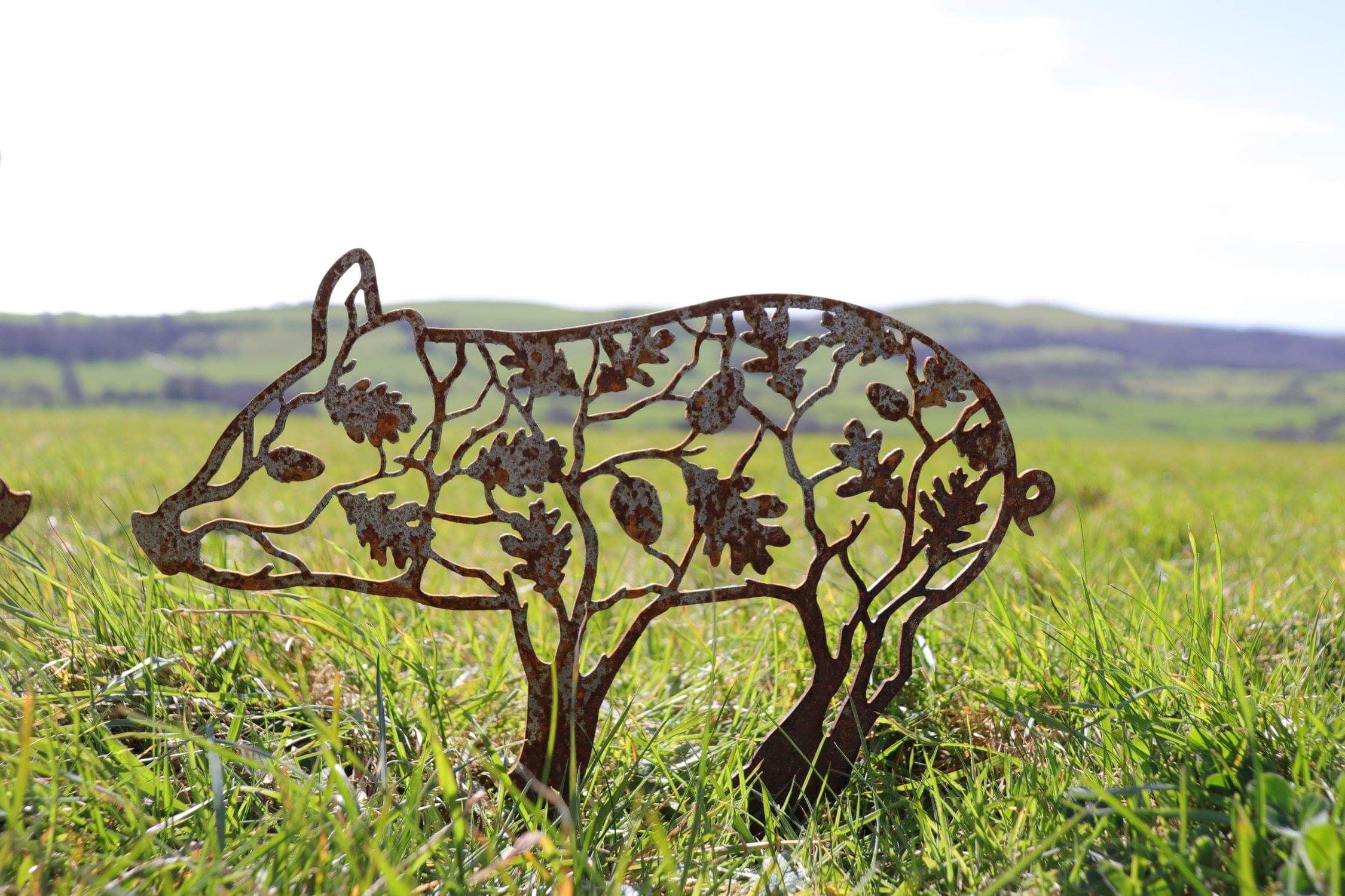 Pannage Piglet - Steel Garden Art Sculpture
