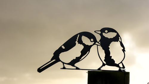 Great Tit Double - Steel Garden Art