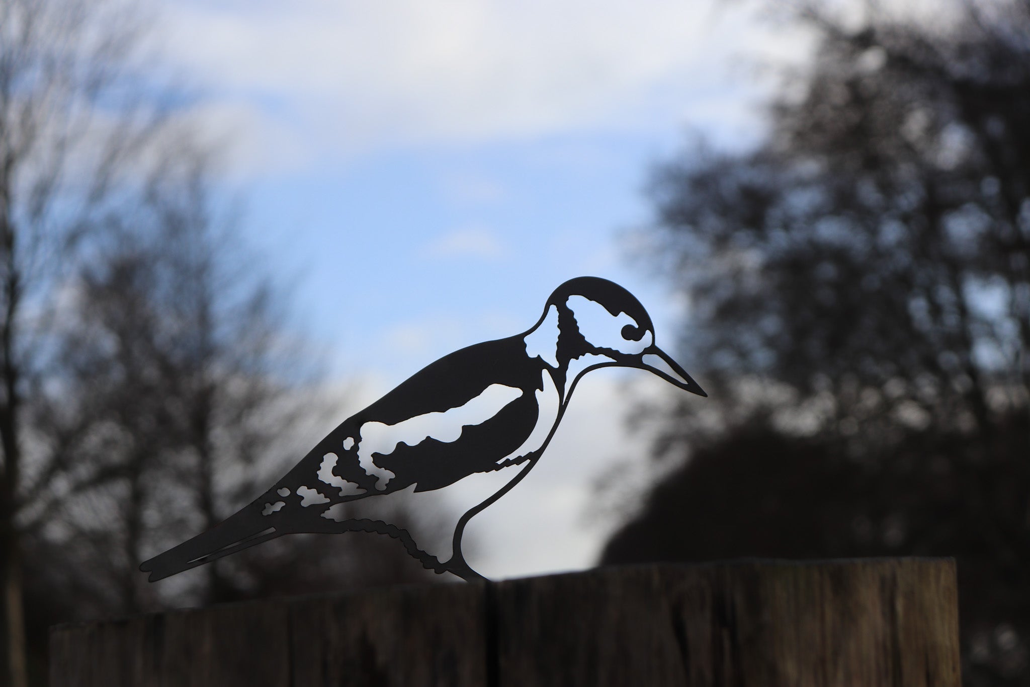 Woodpecker - Steel Garden Art Fence Topper - Steel Studio