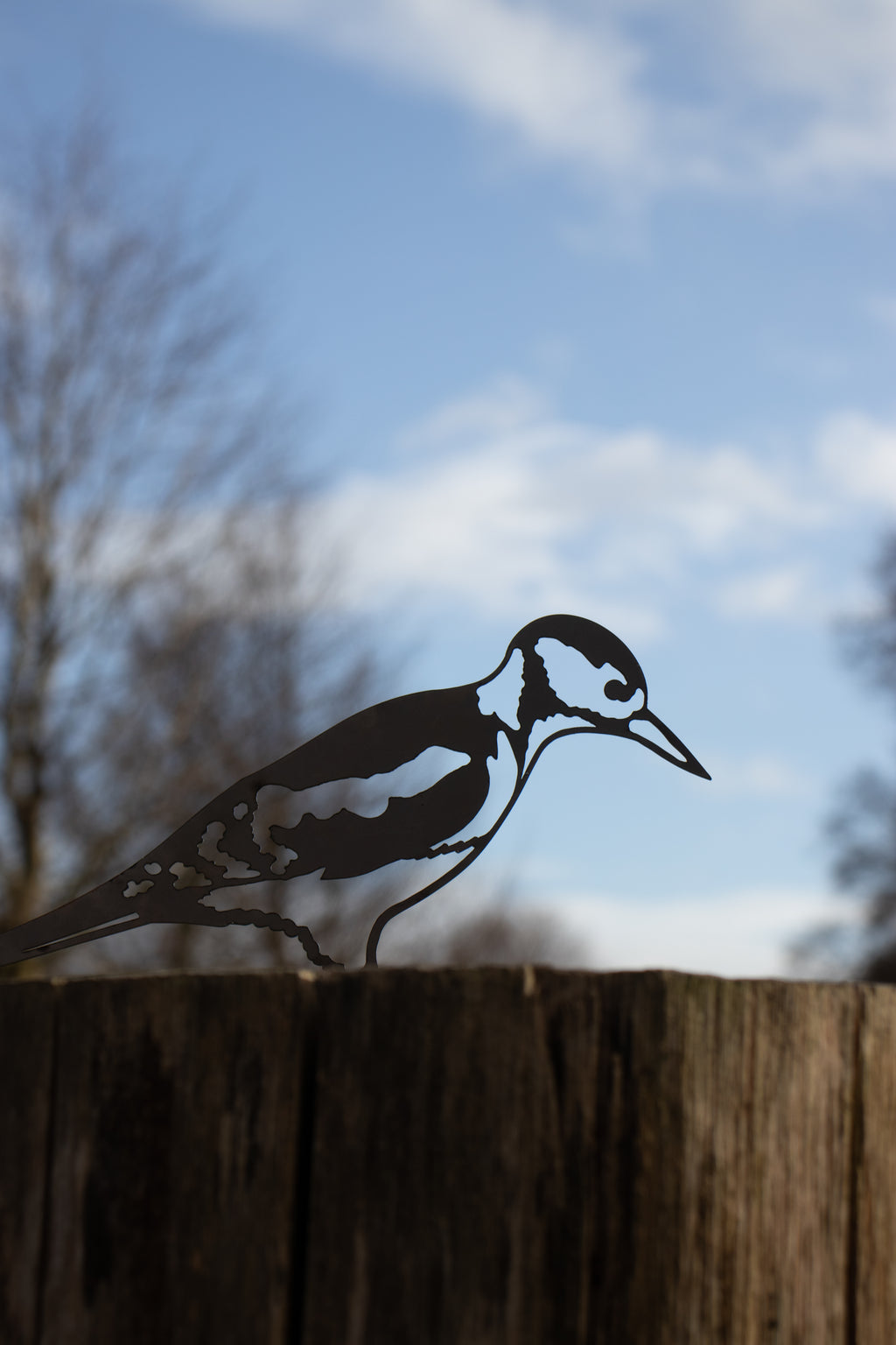 Woodpecker - Steel Garden Art Fence Topper - Steel Studio