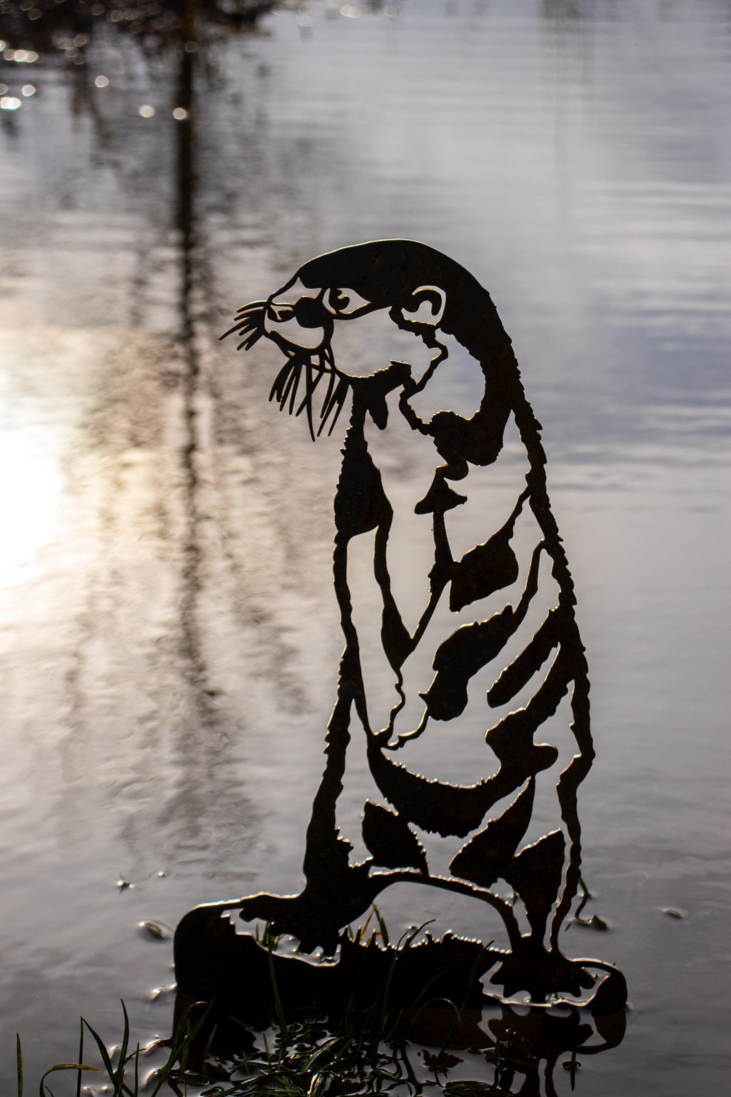 River Otter - Rusted Steel Garden Art.
