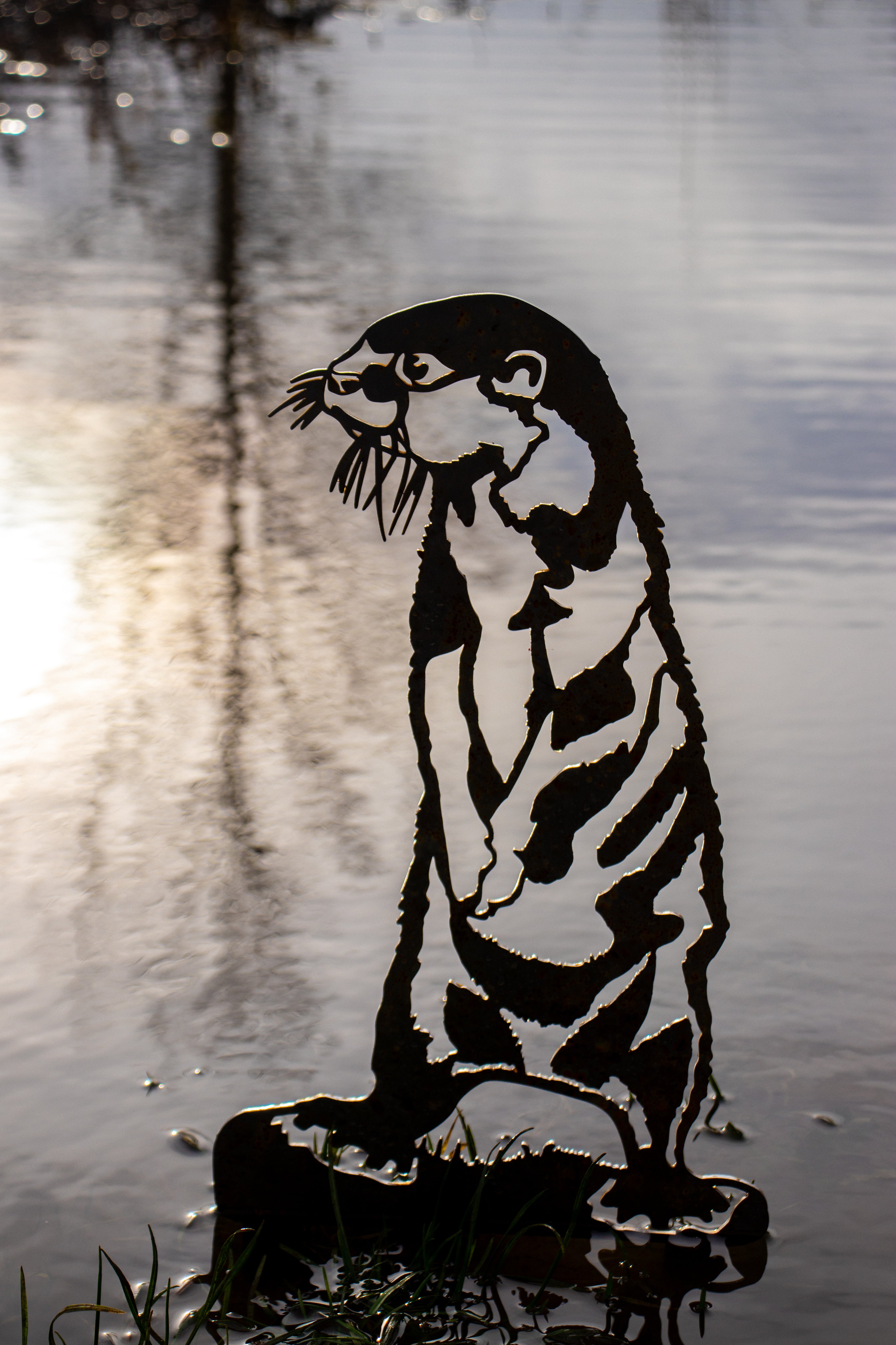River Otter - Rusted Steel Garden Art.