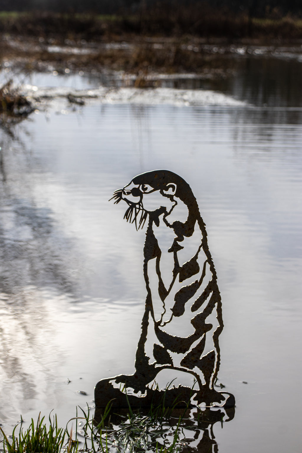 River Otter - Rusted Steel Garden Art.