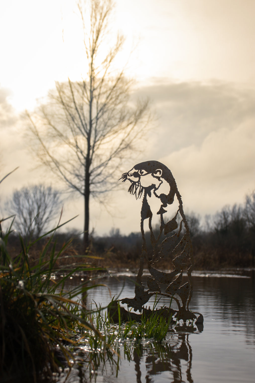 River Otter - Rusted Steel Garden Art.