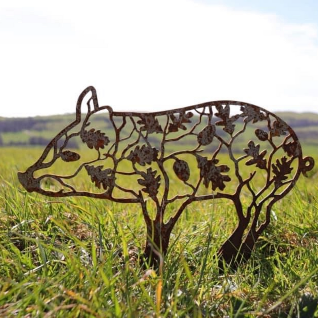 Pannage Piglet - Steel Garden Art Sculpture