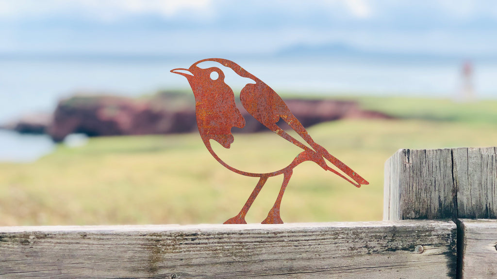 Robin - Steel Garden Art Fence Topper