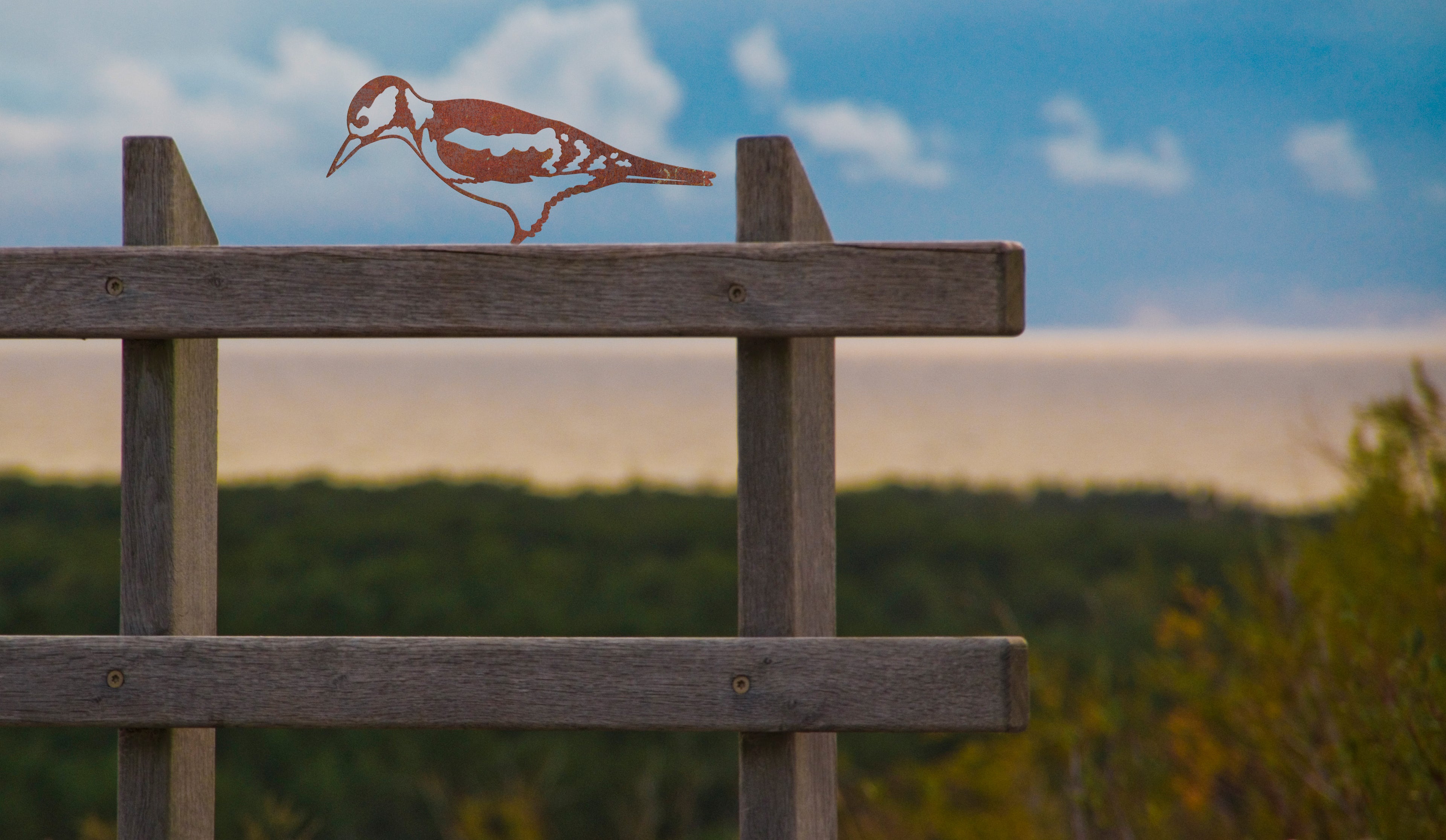 Woodpecker - Steel Garden Art Fence Topper - Steel Studio