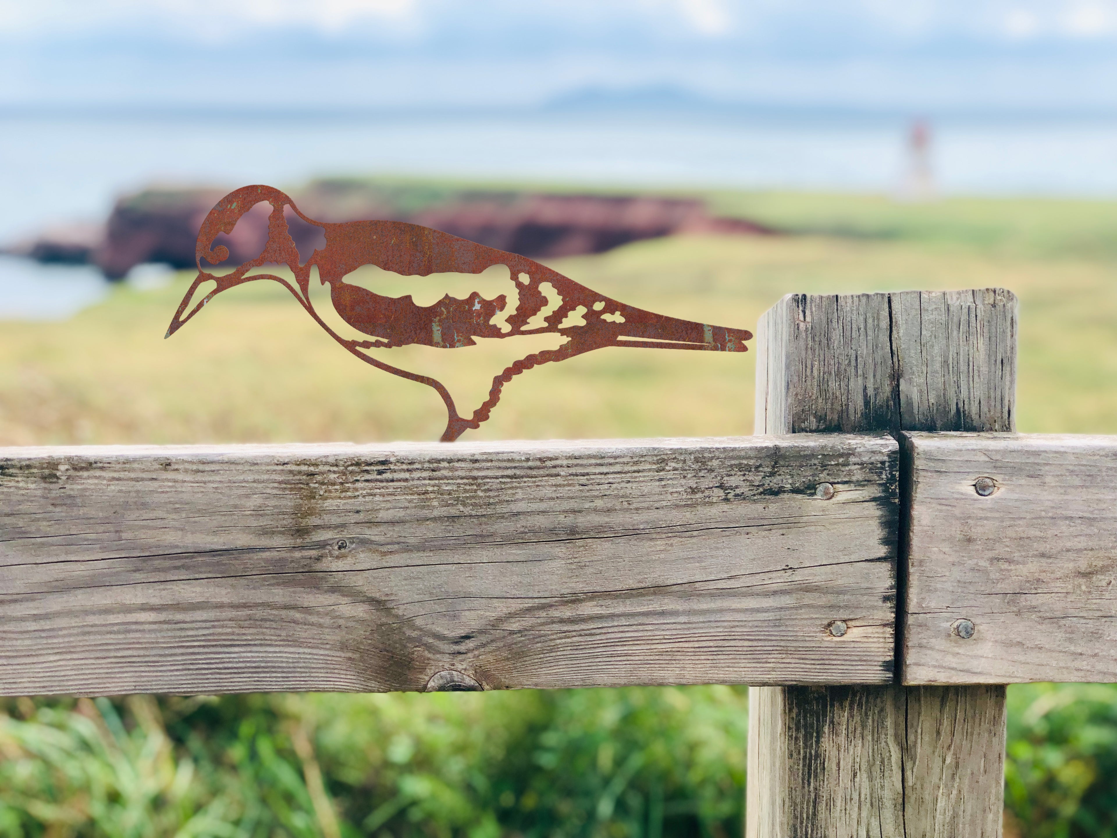 Woodpecker - Steel Garden Art Fence Topper - Steel Studio